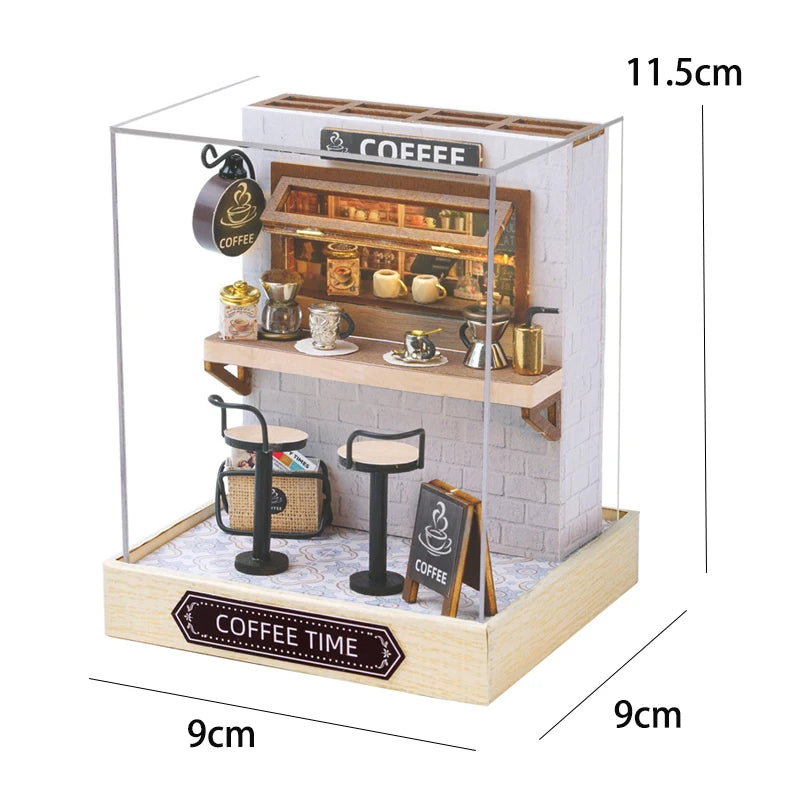 Kitten Mini Doll House 3D Wooden Puzzle DIY Miniature Building Kit