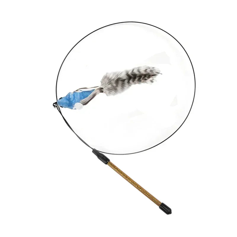 Peacock Bird Cat Teaser Wand for Interactive Hunting and Play
