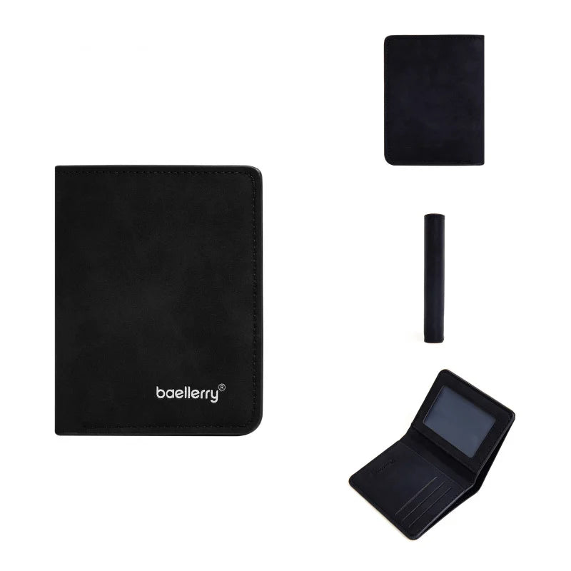 New Men's Short Wallet Cardholder Combo Anti-Theft Minimalist PU Leather