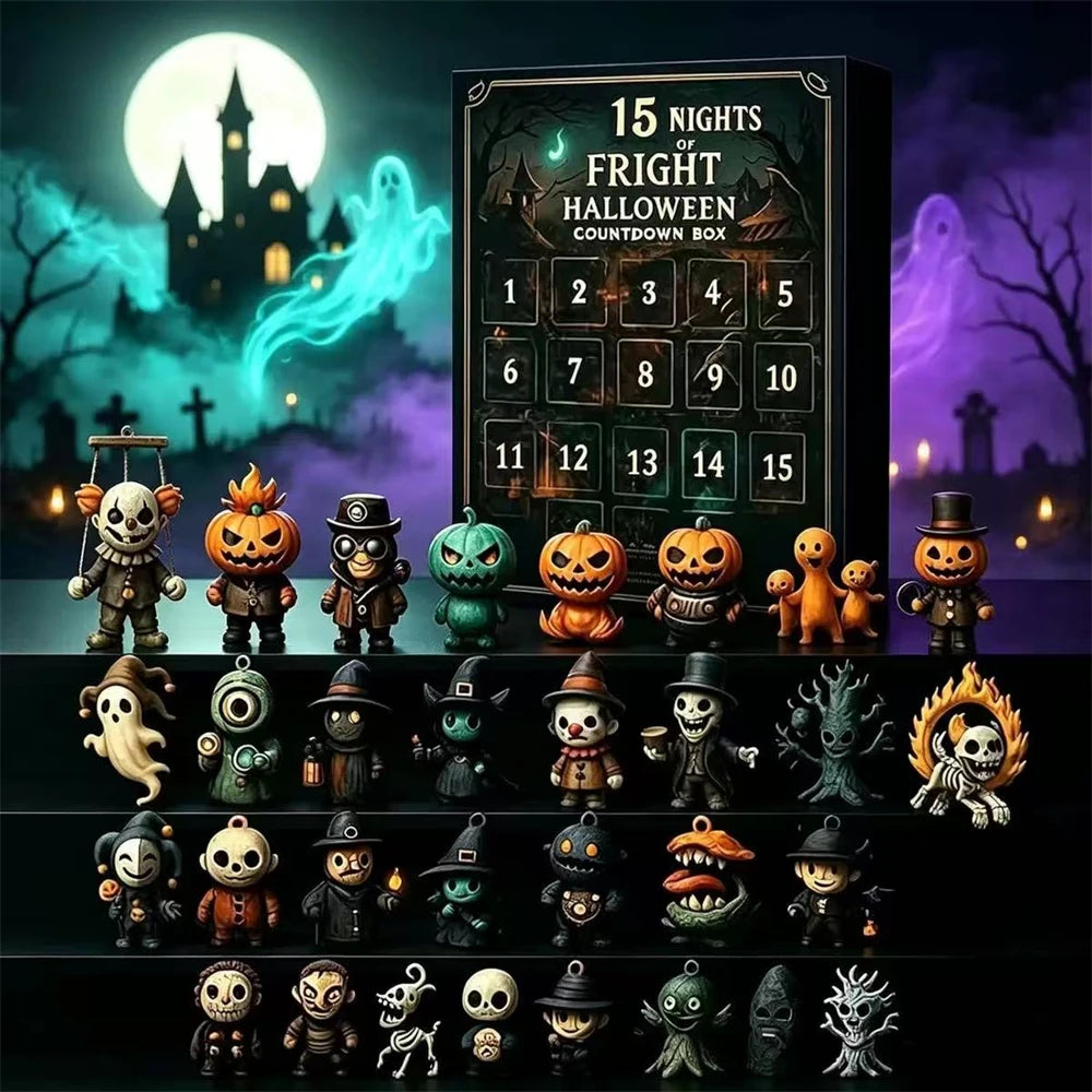 7/15/31 Nights of Fright Halloween Countdown Blind Box with Figurines, Halloween Advent Calendar 2025 Scary Mini Dolls Gift Boxs