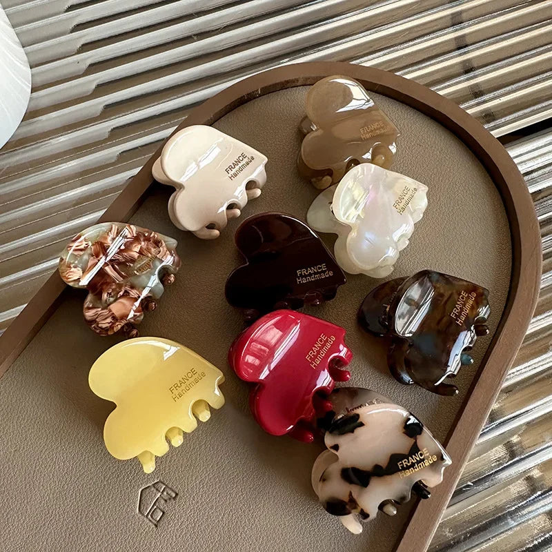 Mini Heart Acetate Hair Claw Clip for Women & Girls