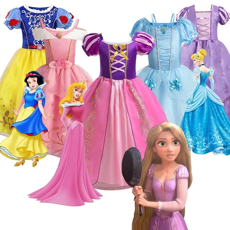 Girls Princess Costume Dress – Disney Inspired Cinderella, Snow White & Rapunzel