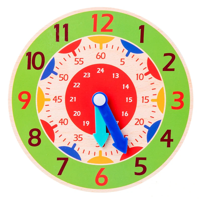 Montessori Wooden Learning Clock Time Teaching Toy for Kids