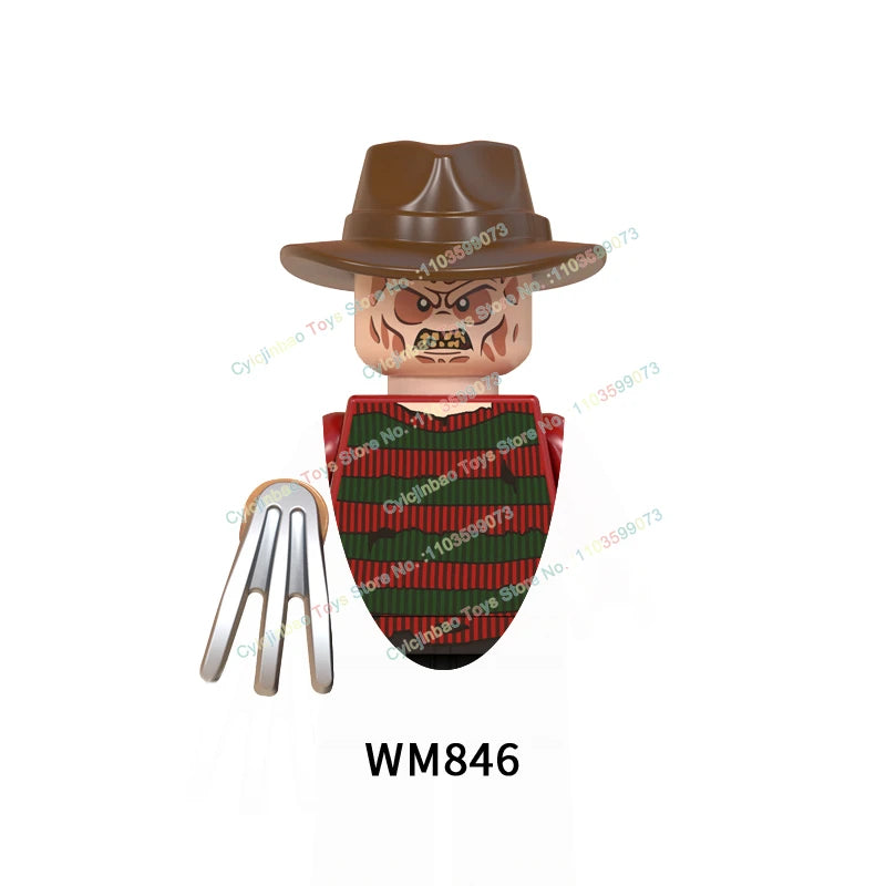 WM6075 WM6101 WM6102 Horror Movie Action Figure Building Blocks Halloween Series Character Accessories Model Brick Toys For Kids