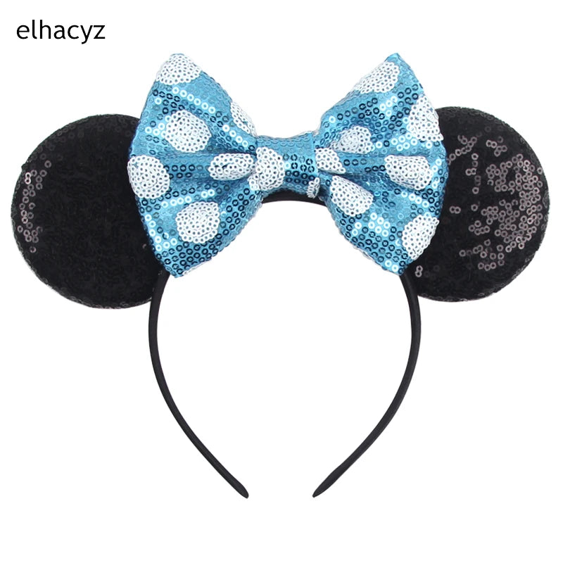 Embroidered Sequin Ears Bow Headband for Women & Girls