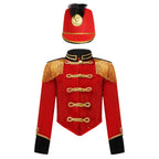 Girls Boys Halloween Nutcrackers Costume Set Drum Trumpet Team Tassel Jacket Coat Hat for Drummer Performance Circus Ringmaster