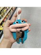 Handmade Crochet Sausage Keychain Earphone Pouch Key Holder For Women