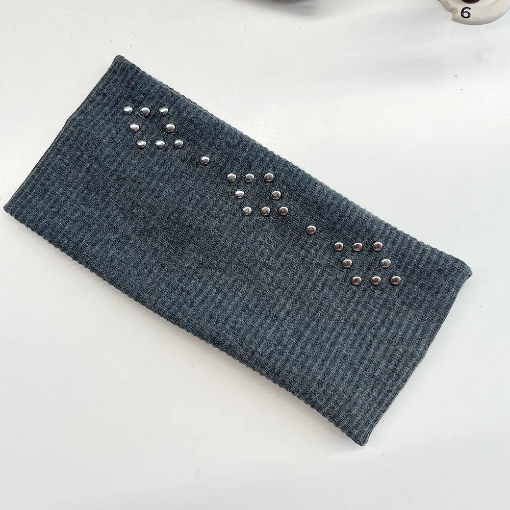 Punk Wide Elastic Eyelet Headband for Women