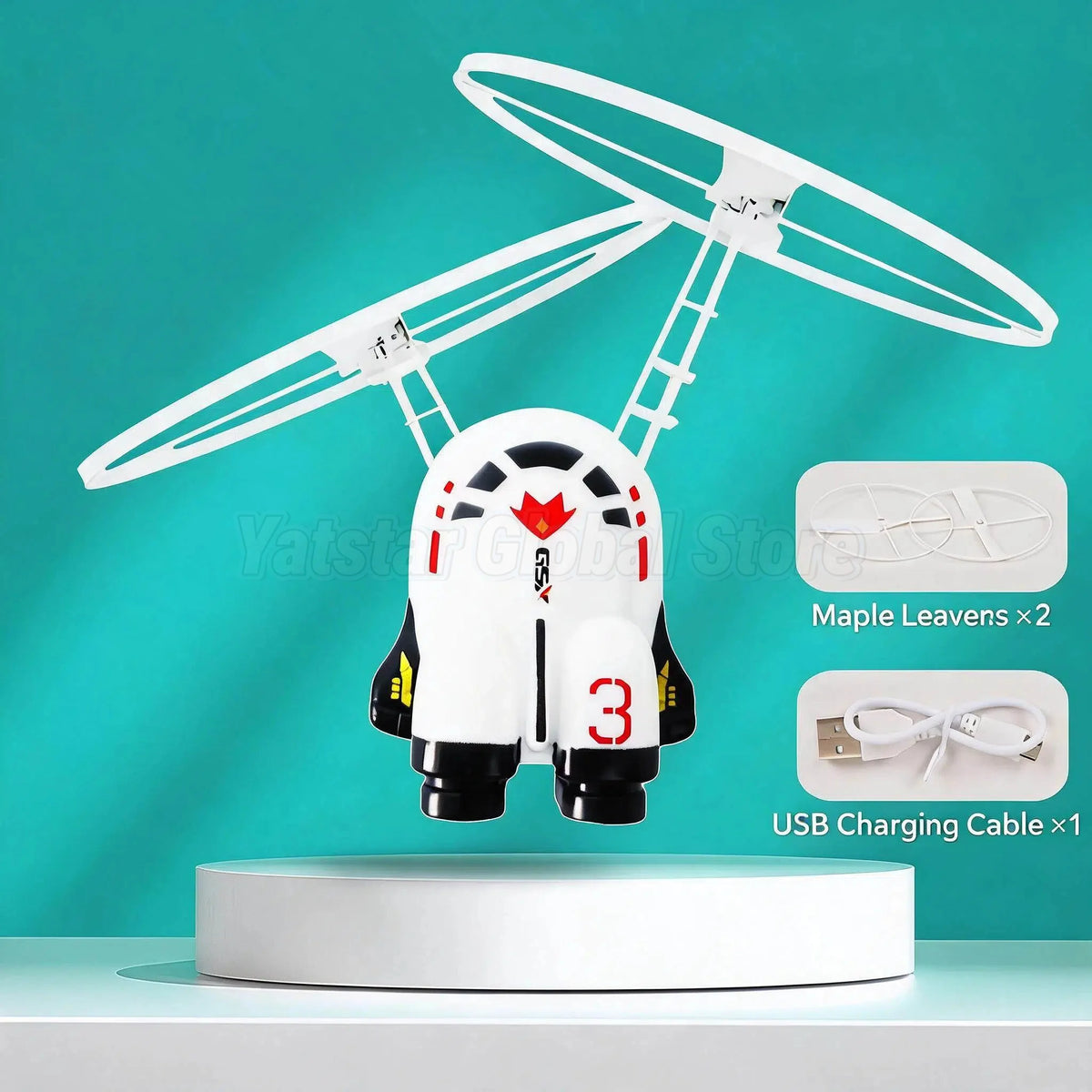 Levitating Luminous Flying Robot Astronaut Toy Aircraft Hand-Controlled Drone Interactive with Lights Outdoor Toys for Kids Gift