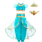 Kids Jasmine Princess Costume Dress – Aladdin Magic Lamp Outfit