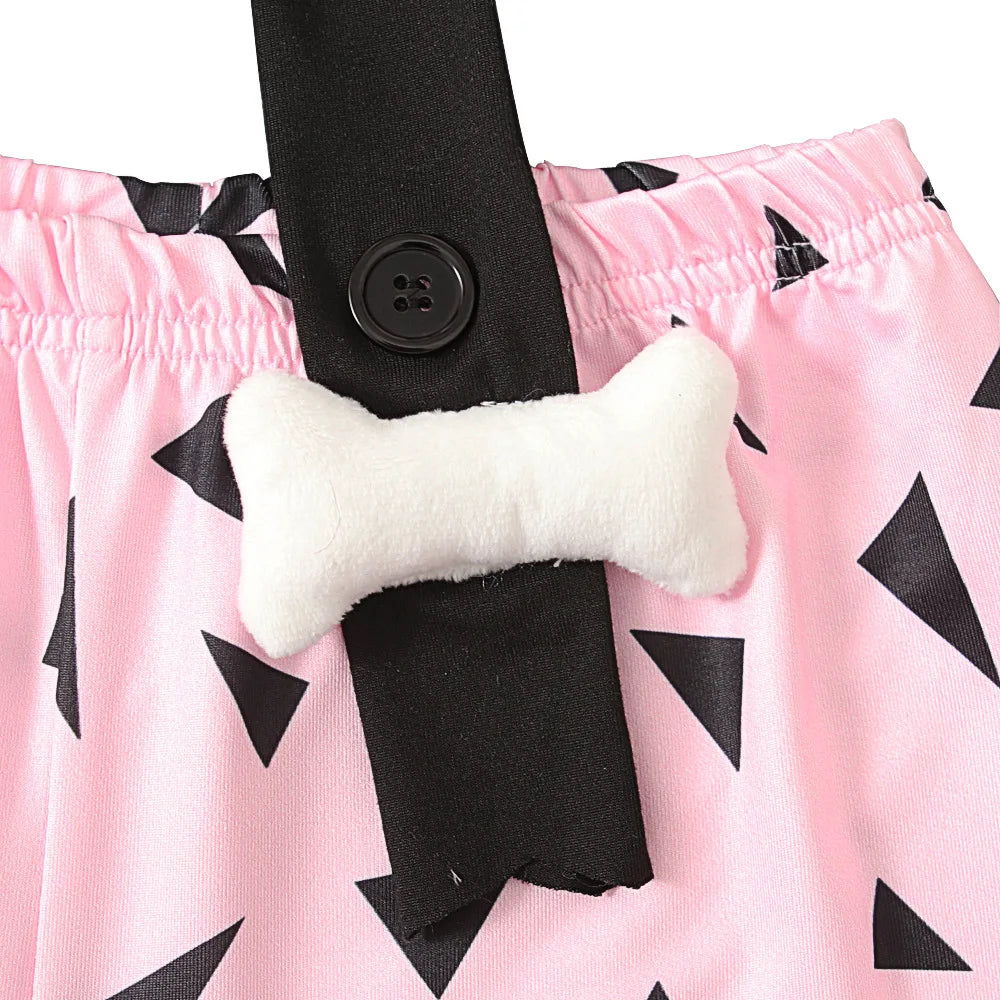 Halloween Caveman Dress For Girls Boys Clothes Off Shoulder Dog Bones Dresses Historical Stone Age Party Kids Halloween Costume