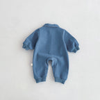 Baby One-Piece Suit, Denim Autumn Wear, Embroidered Outdoor Crawling Clothes for Boys and Girls, Hayi, First Birthday Clothes Fo
