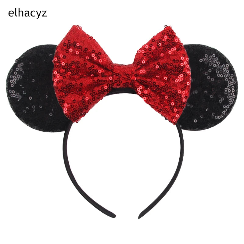 Embroidered Sequin Ears Bow Headband for Women & Girls