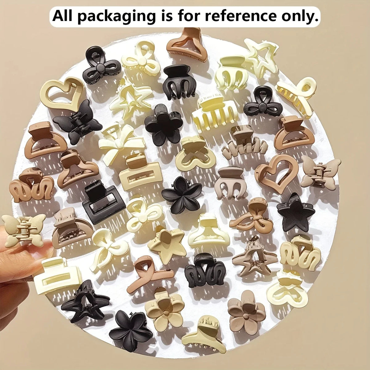 Beige Small Hair Clips Set for Women & Girls