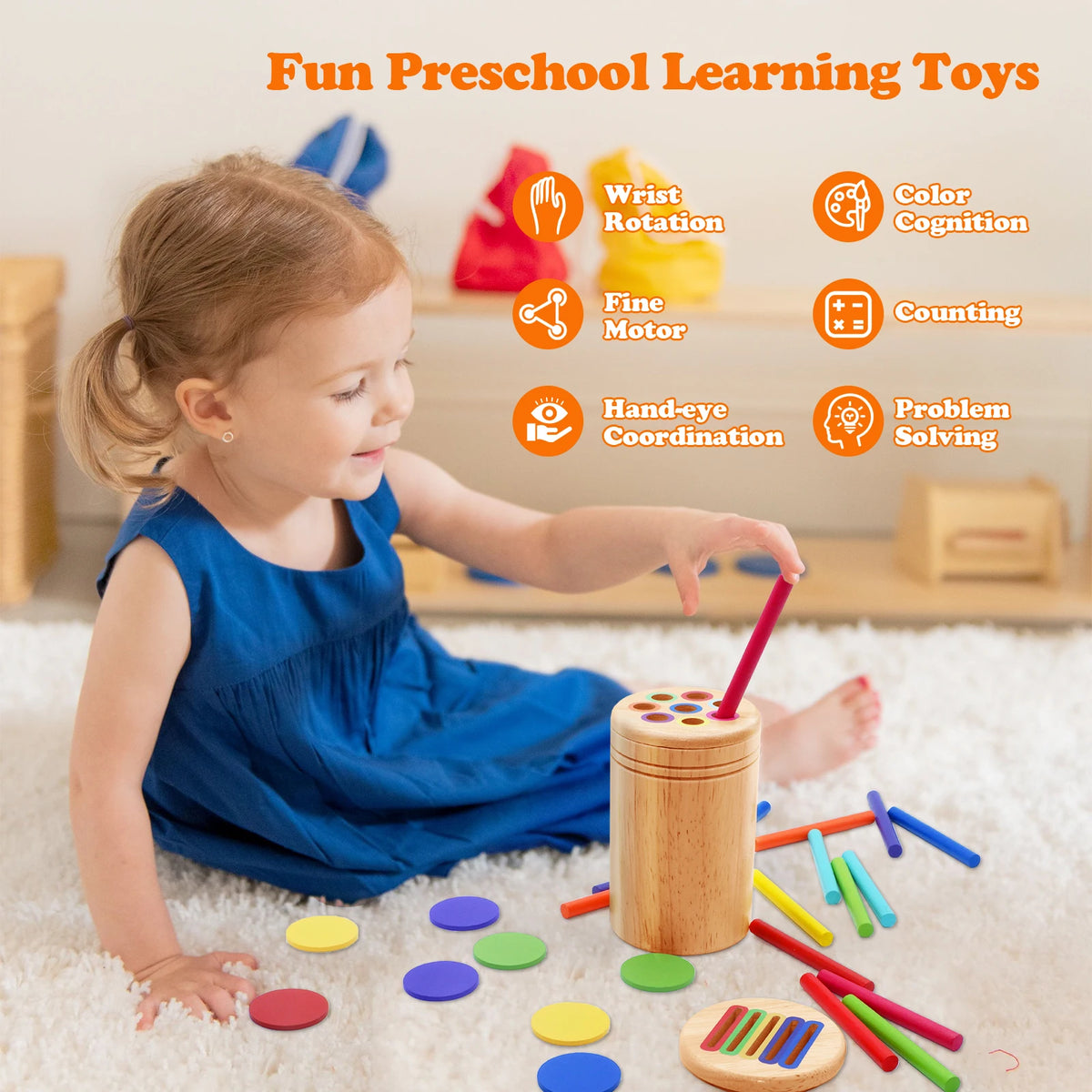 Montessori Wooden Color Sorting & Shape Matching Toy