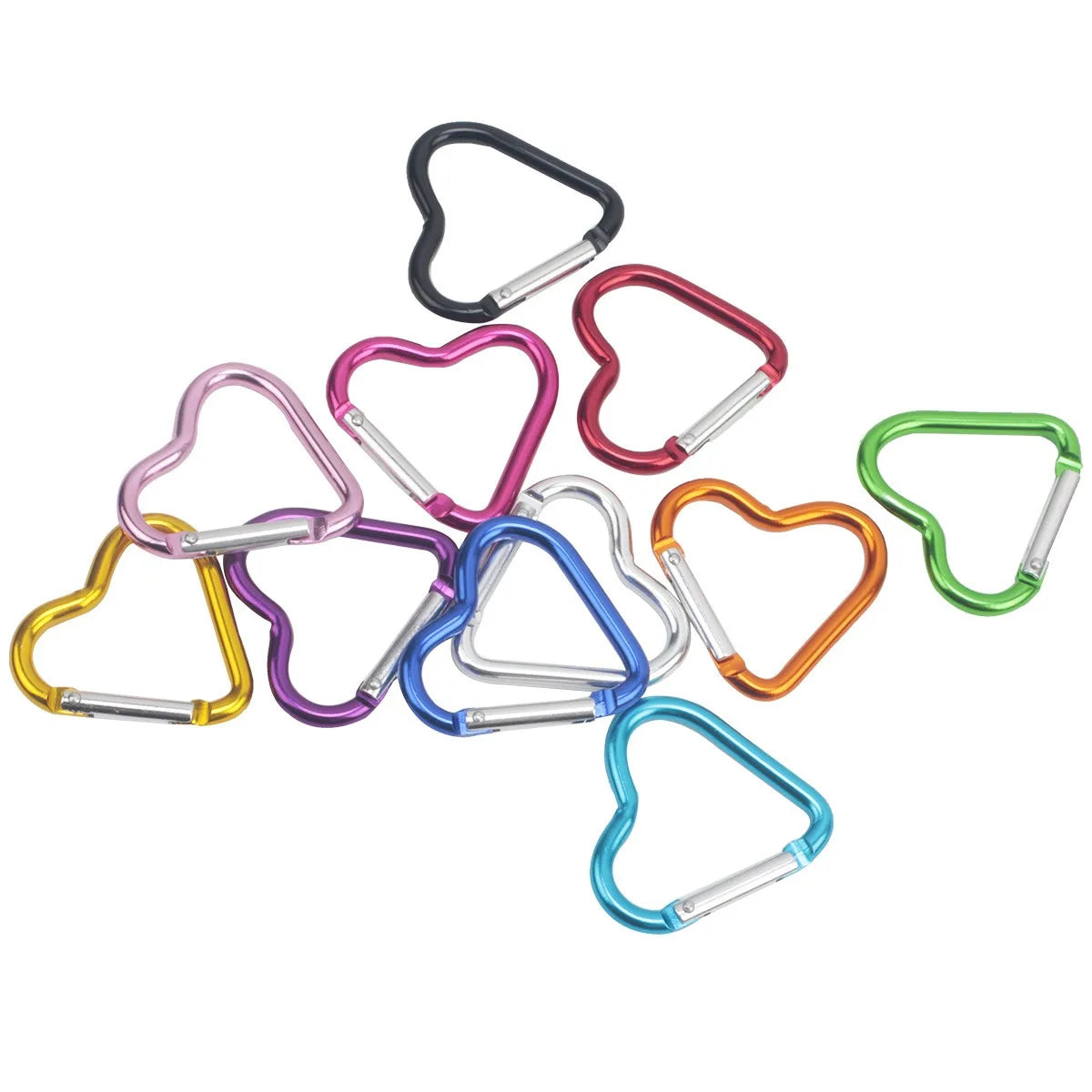 10PCS Heart Shaped Aluminum Carabiner Keychain Clips for Everyday Use