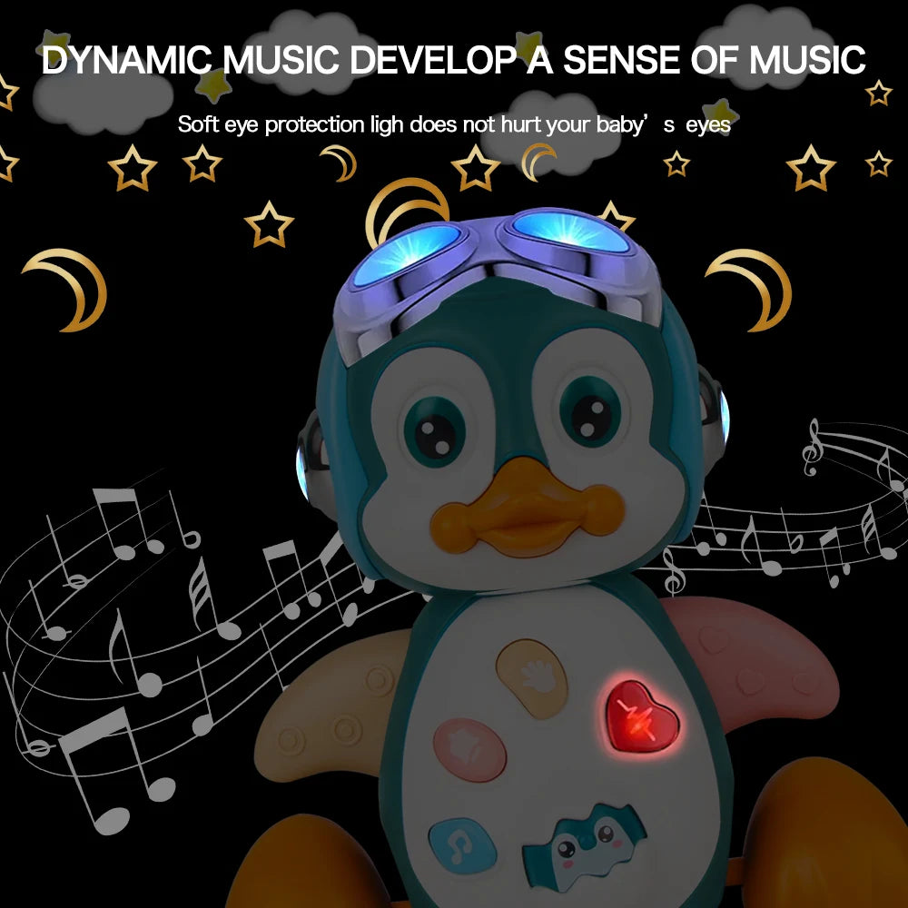 Musical Penguin Baby Crawling Toy Interactive Light Up Learning Toy
