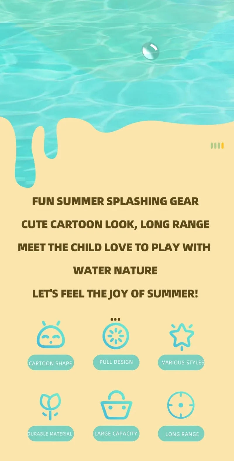 Kids Backpack Water Gun for Summer Beach Pool Outdoor Fun Toy