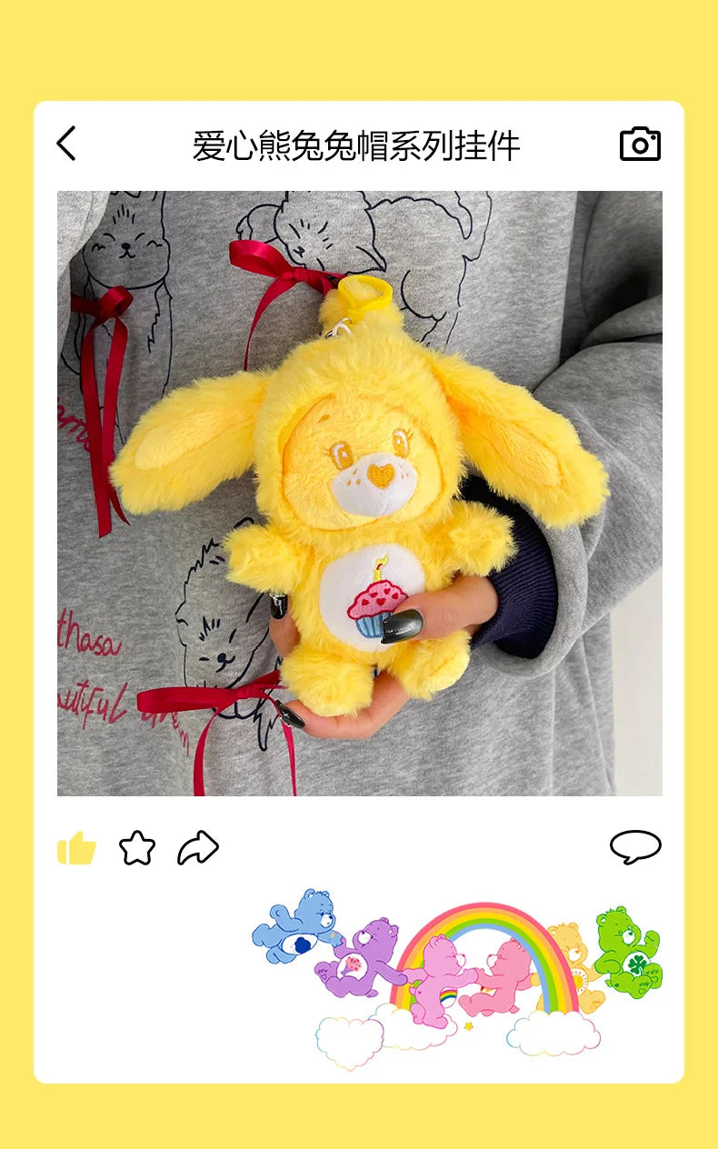 Care Bears Rabbit Hat Plush Keychain Rainbow Bear Bag Charm Gift