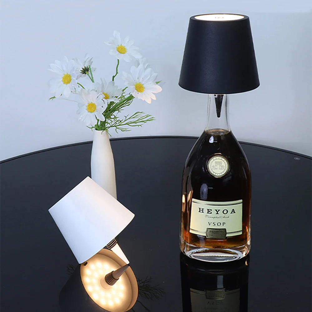 LED Table Lamp Wireless Wine Bottle Lamp USB Rechargeable Table Light Touch Control Dimming for Bar Club Cafe Atmosphere Decor