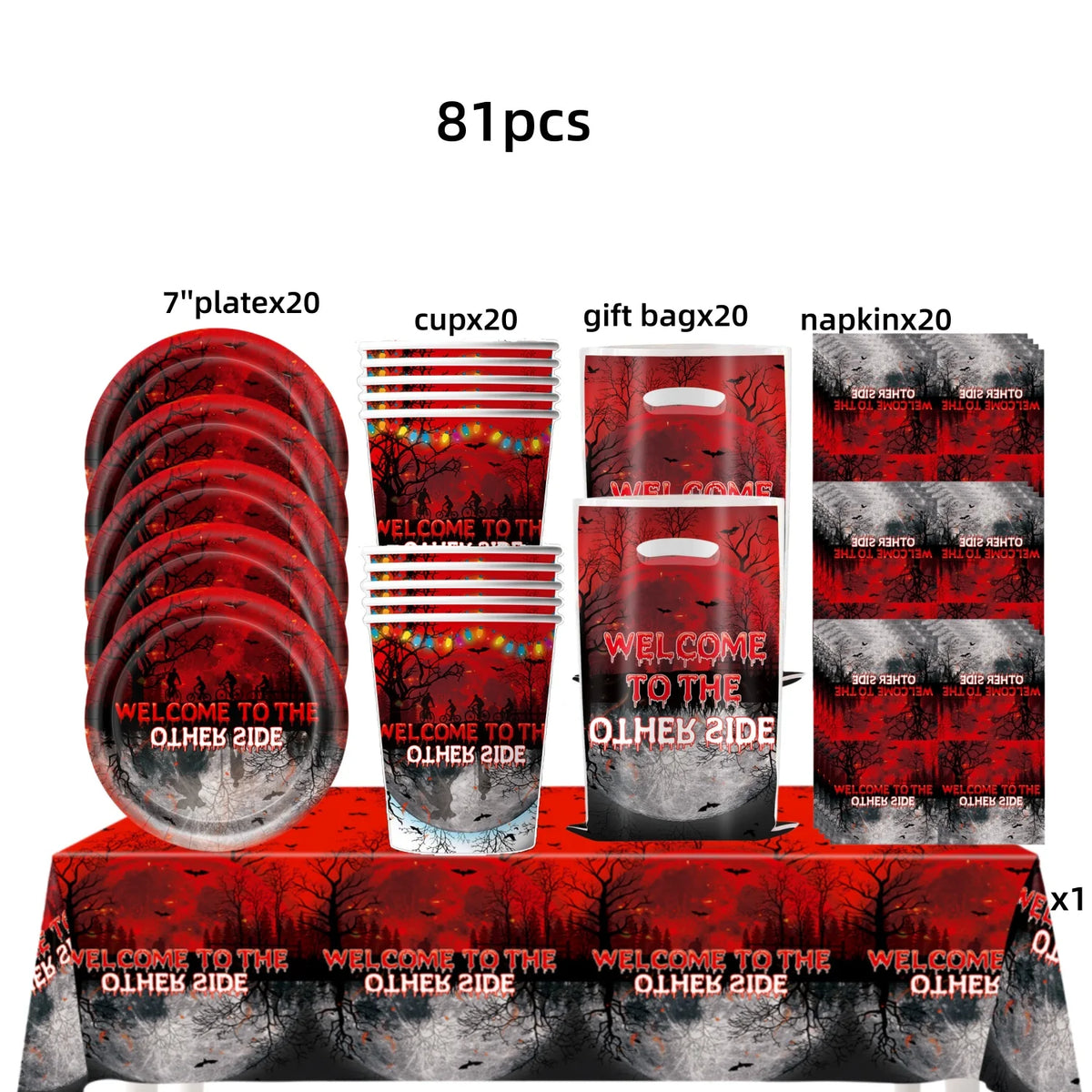Horror Movie Stranger Theme Birthday Party Decoration Tableware Tablecloth Cup Plate Napkin Baby Shower Party Favors Supplies