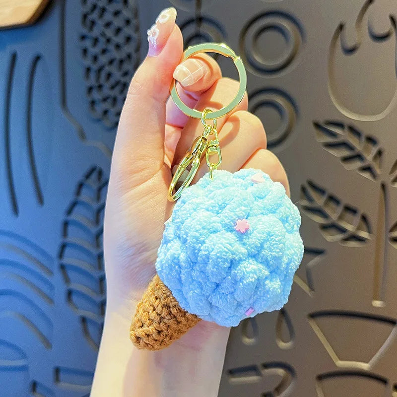 Cute Crochet Ice Cream Keychain Cone Bag Charm