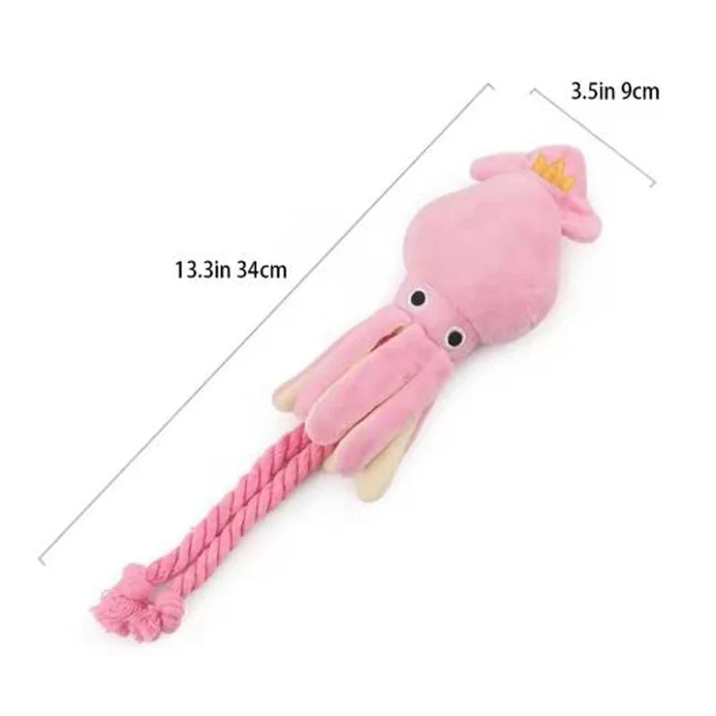 Cotton Rope Octopus Dog Toy Interactive Sound Chew Toy for Pets