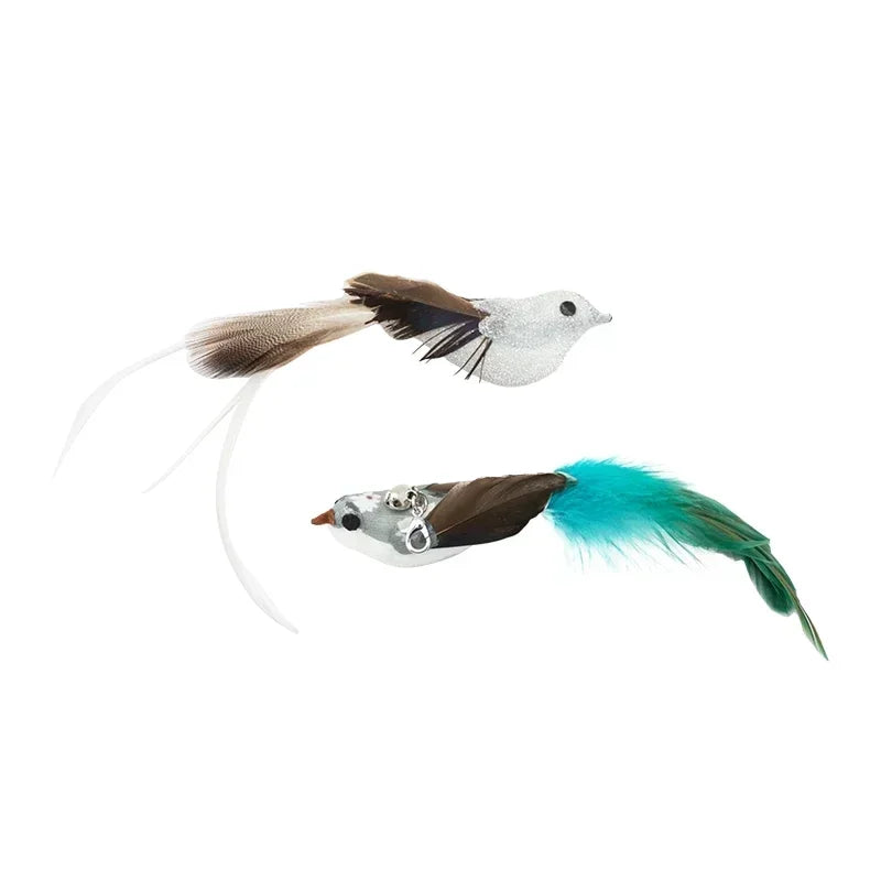 Peacock Bird Cat Teaser Wand for Interactive Hunting and Play