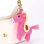 Handmade Crochet Horse Keychain Bag Charm Knitted Animal Pendant