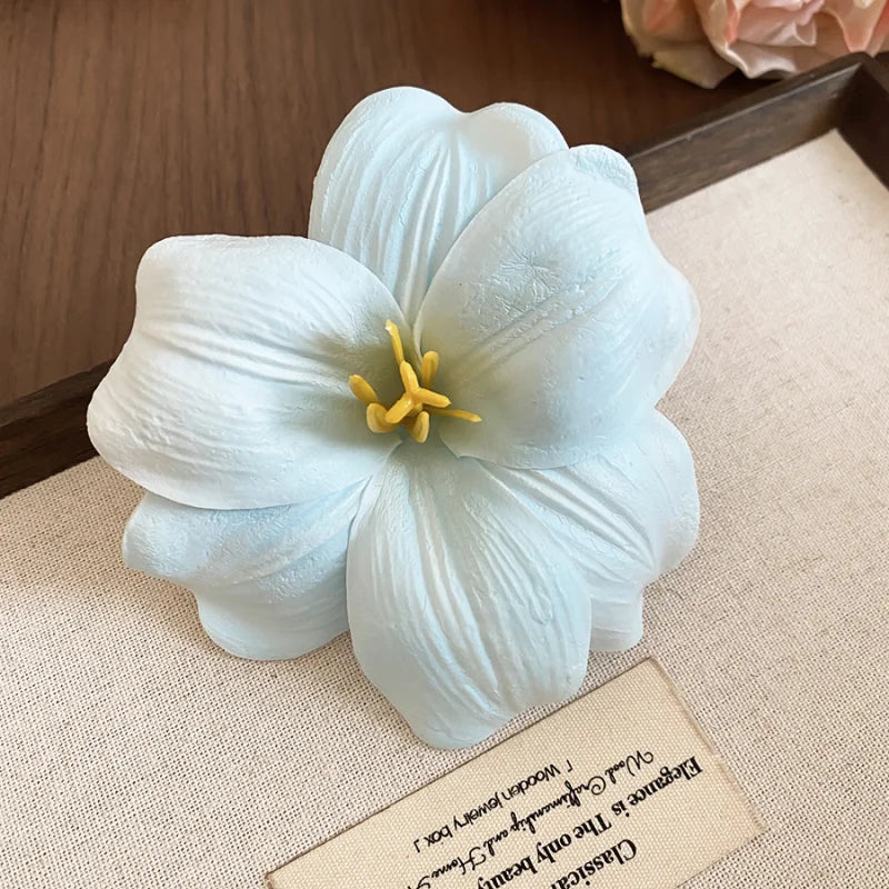 Red Fabric Flower Hair Clips for Women Sweet Petal Long Tassel Barrettes Duckbill Clip Hairpins Summer Holiday Hair Accessories