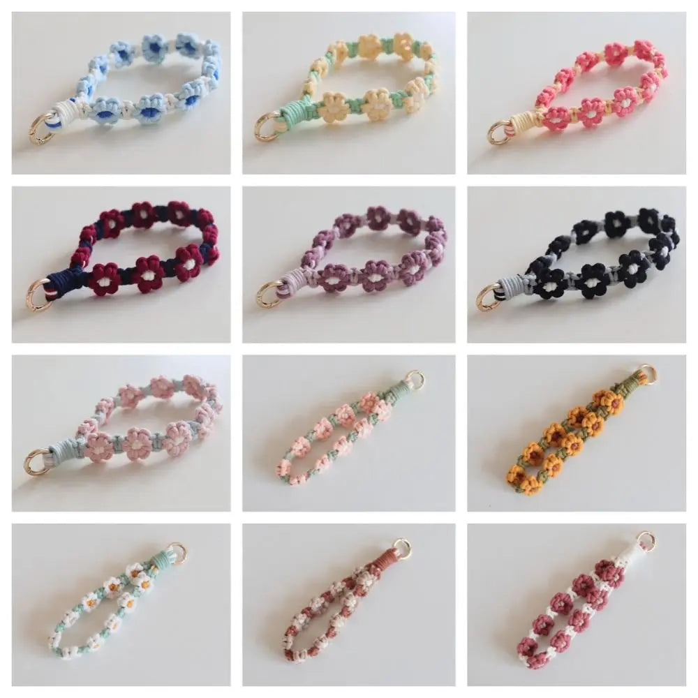 Korean Style Boho Macrame Phone Wristlet Keychain Strap
