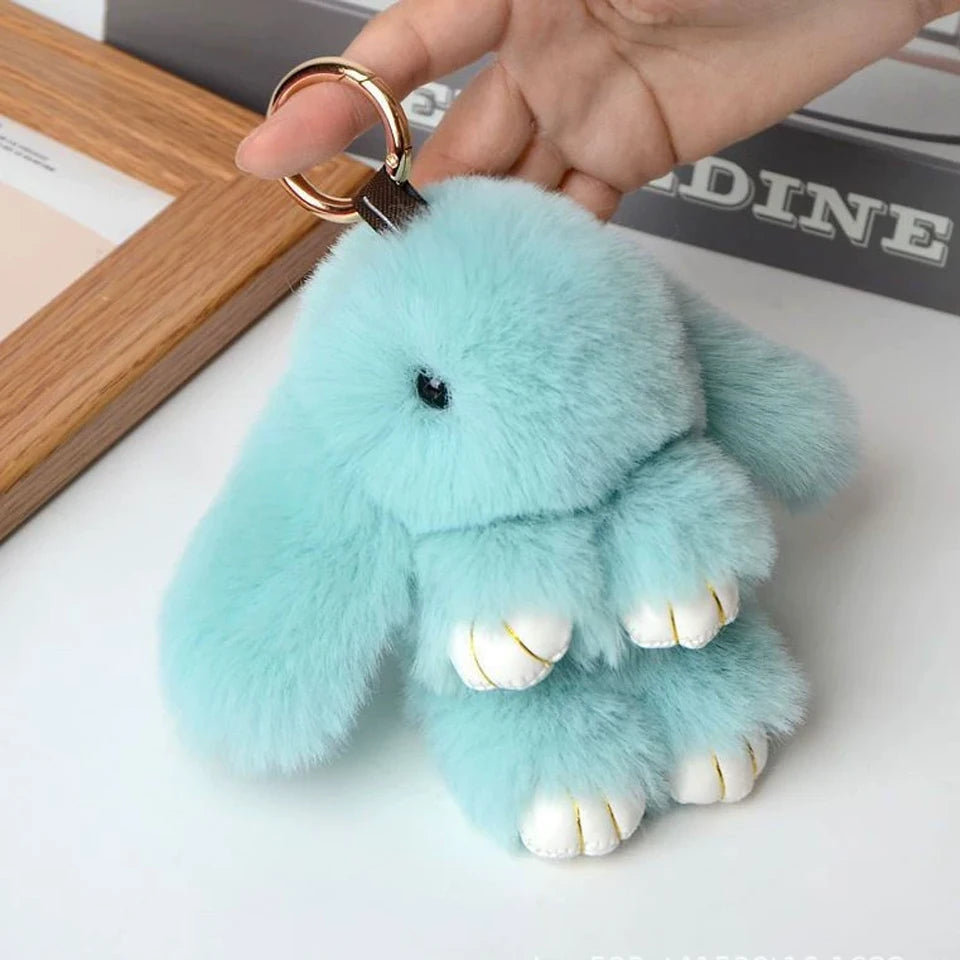 15cm Rabbit Fur Keychain Plush Bag & Car Charm