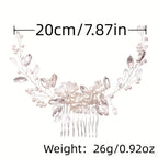Crystal Rhinestone Flower Pearl Hair Comb Headband Tiara Hairpin For Women Bride Party Wedding Bridal Hair Accessories Jewelry