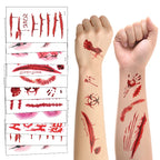 30Sheets Halloween Bloody Wound Tattoo Stickers Scary Waterproof Temporary Tattoos Halloween Party Decoration Adult Kids Gift