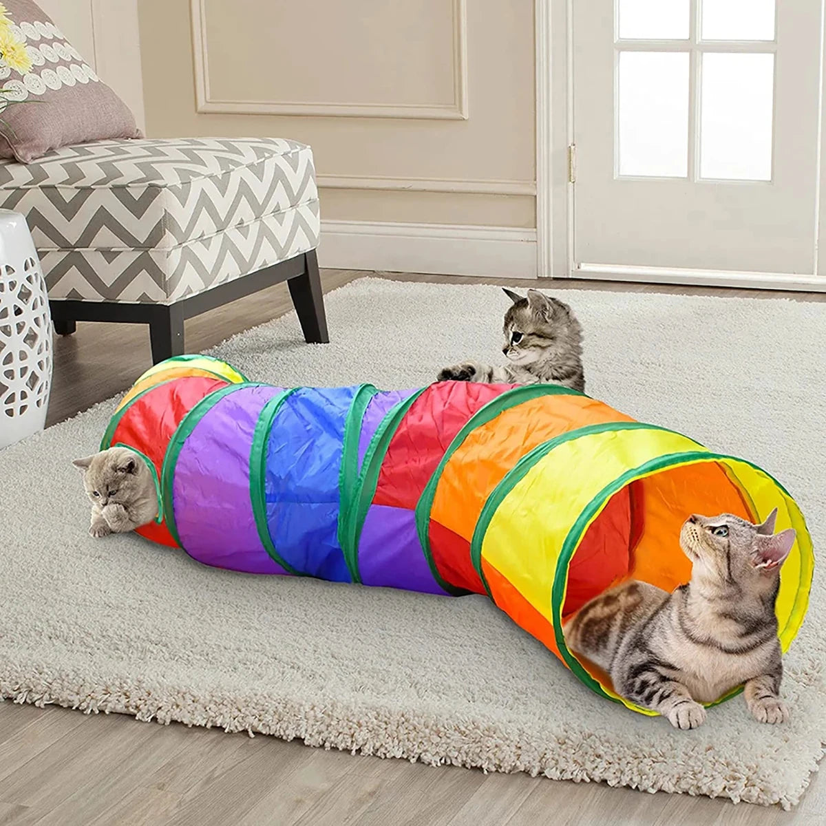 Foldable Interactive Cat Tunnel Toy for Indoor Play and Exercise
