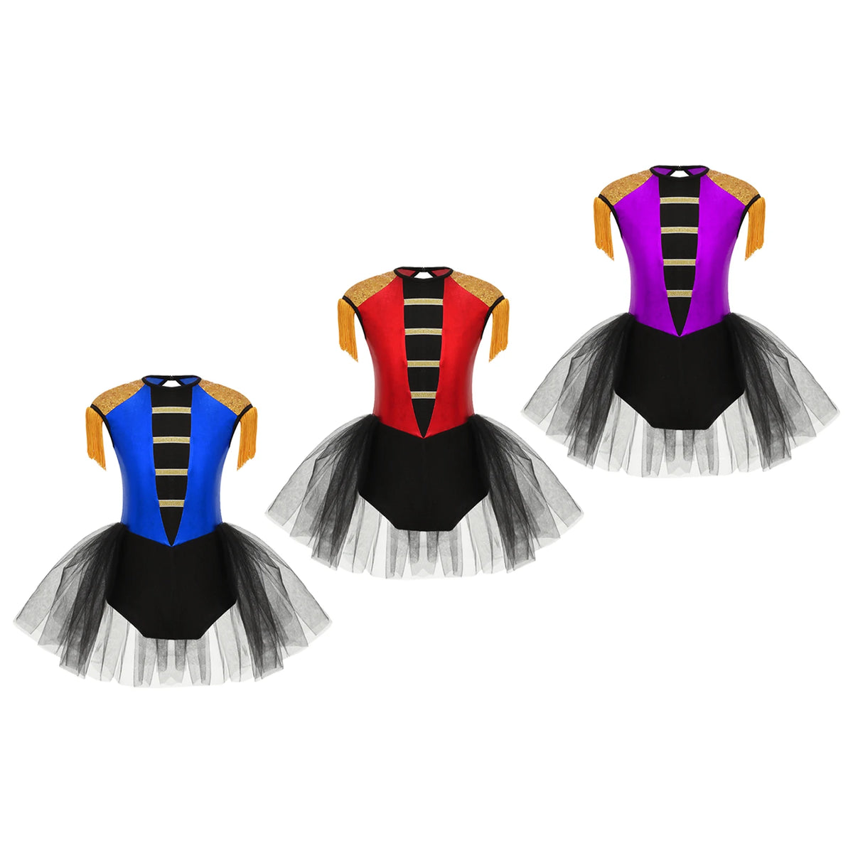 Girls Circus Ringmaster Cosplay Costume Sleeveless Sequin Tassels Leotard Ballet Tutu Dress Unitard Halloween Cosplay Lion Tamer