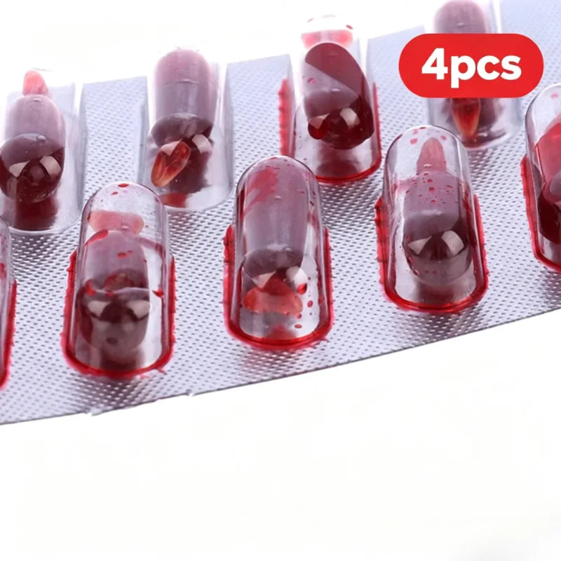 10Pcs Fake Blood Pill Vampire Toy Capsules Horror Funny Toy Halloween Prank Toy
