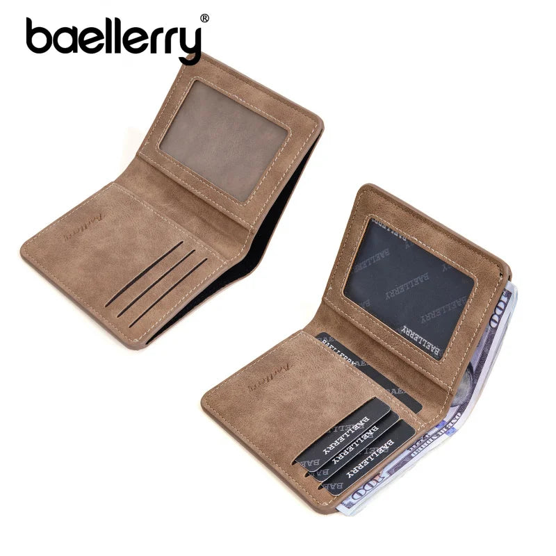 New Men's Short Wallet Cardholder Combo Anti-Theft Minimalist PU Leather