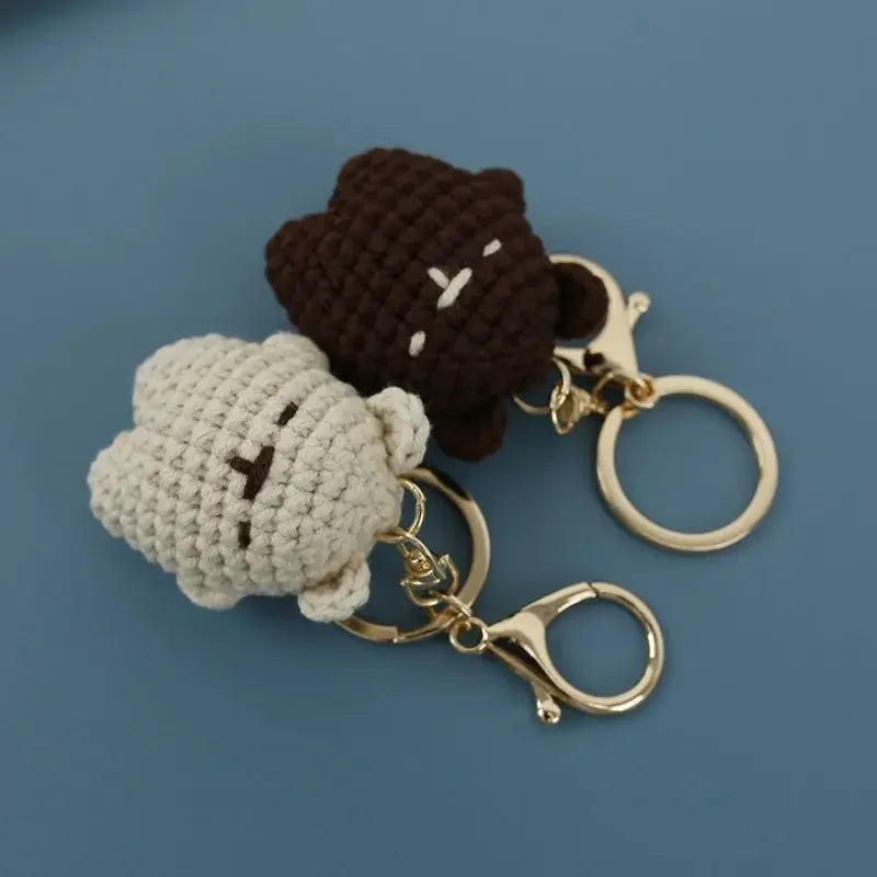 Cute Couple Bear Crochet Keychain Animal Bag Charm