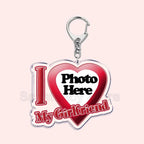 Custom Text I Love My Boyfriend Girlfriend Keychains Key Chain Photo Wife Hot Mom Dad King Queen Idol Baby Family Keychains Gift