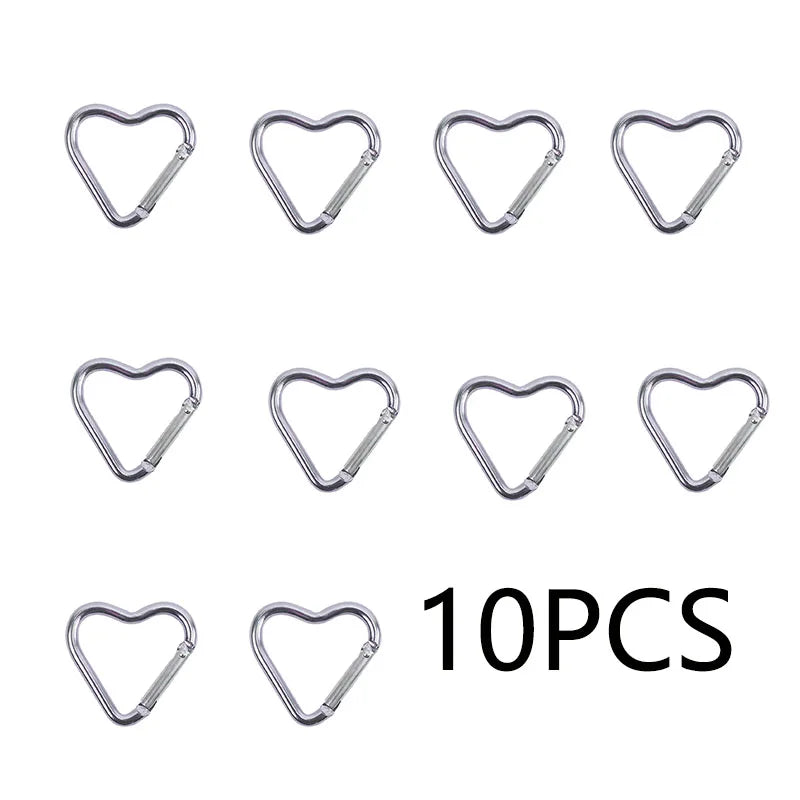 10PCS Heart Shaped Aluminum Carabiner Keychain Clips for Everyday Use