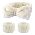 Coral Fleece Face Wash Headband & Absorbent Wristband Set