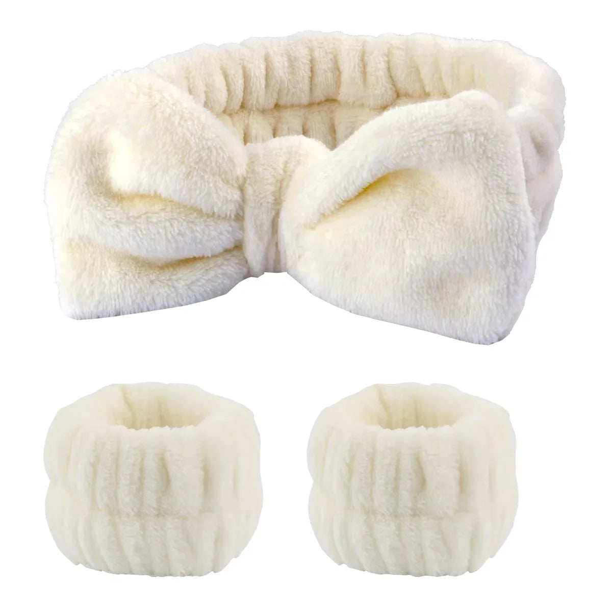 Coral Fleece Face Wash Headband & Absorbent Wristband Set