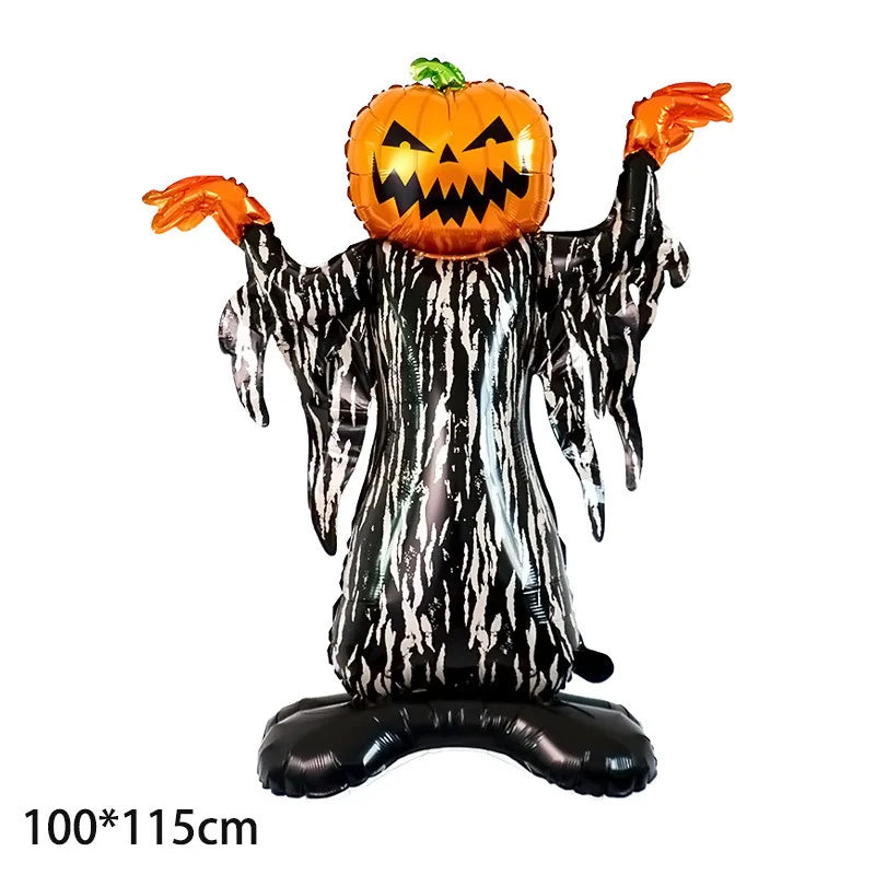 2026 Large Halloween Aluminum Film Balloons Bat Pumpkin Ghost Monster Inflatable Seated Standing Halloween Balloon Party Supplie