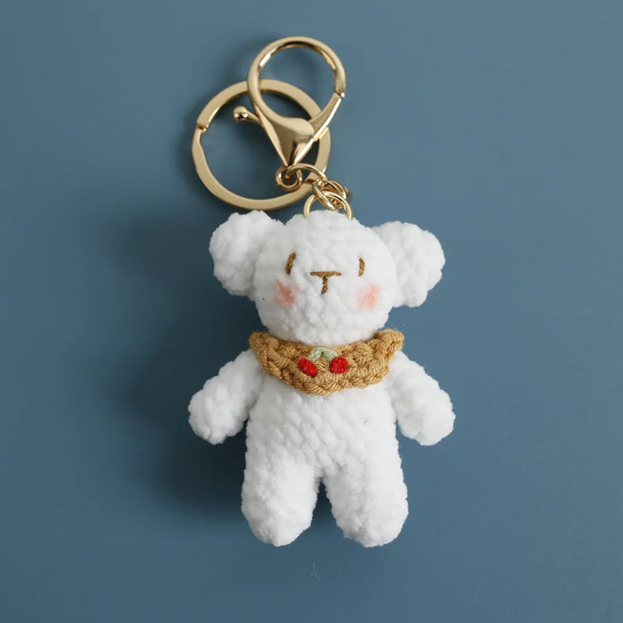 Cute Bear Couple Crochet Keychain Matching Animal Charm