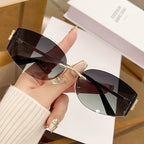 Rimless Oval Oversized Gradient UV400 Sunglasses for Women