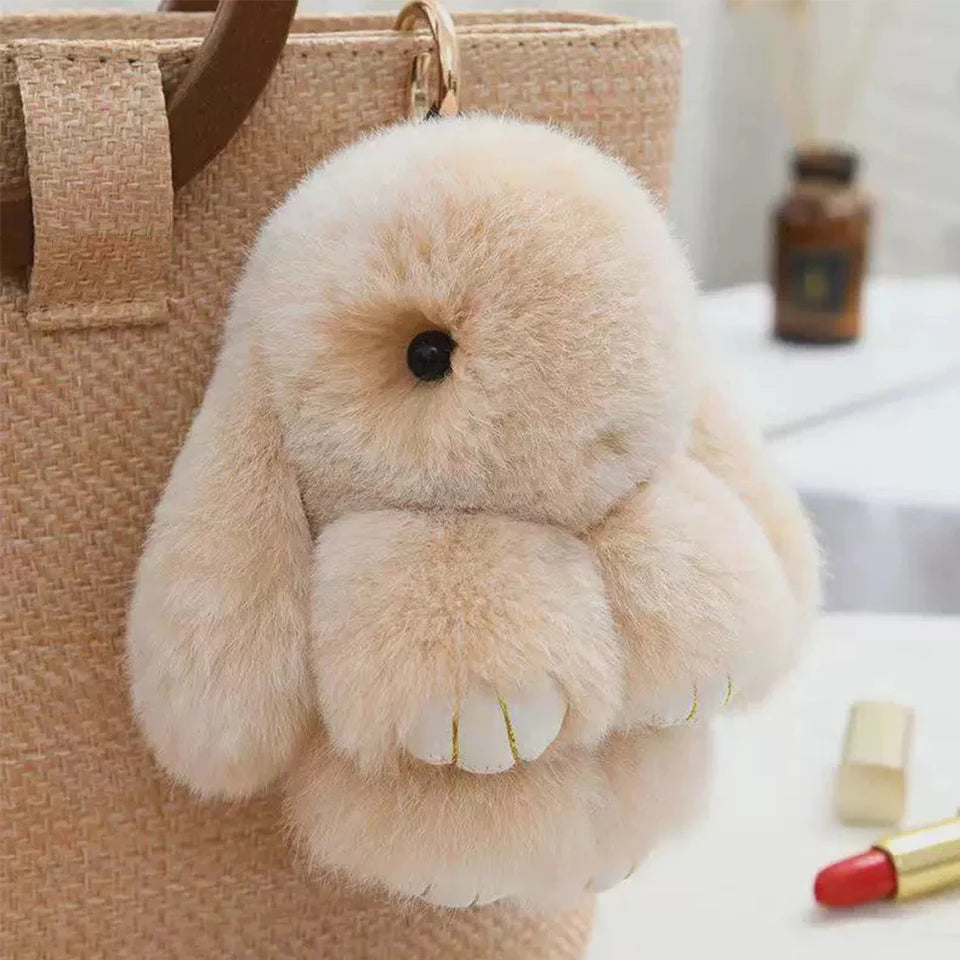 15cm Rabbit Fur Keychain Plush Bag & Car Charm