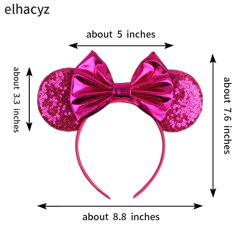 Embroidered Sequin Ears Bow Headband for Women & Girls