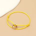 Simple Fashion Unisex Bracelet 3 Metal Round Circle Accessory Adjustable Men's Rope Bracelet for Women Jewelry Gifts