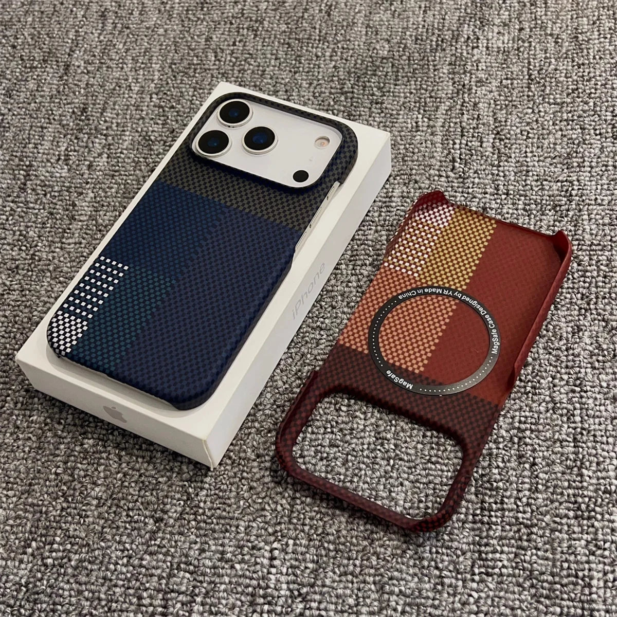 Carbon Fiber Texture Leather for MagSafe Wireless Charging Phone Case for iPhone 18 17 16 15 14 13 12 Pro Max Protective Cover